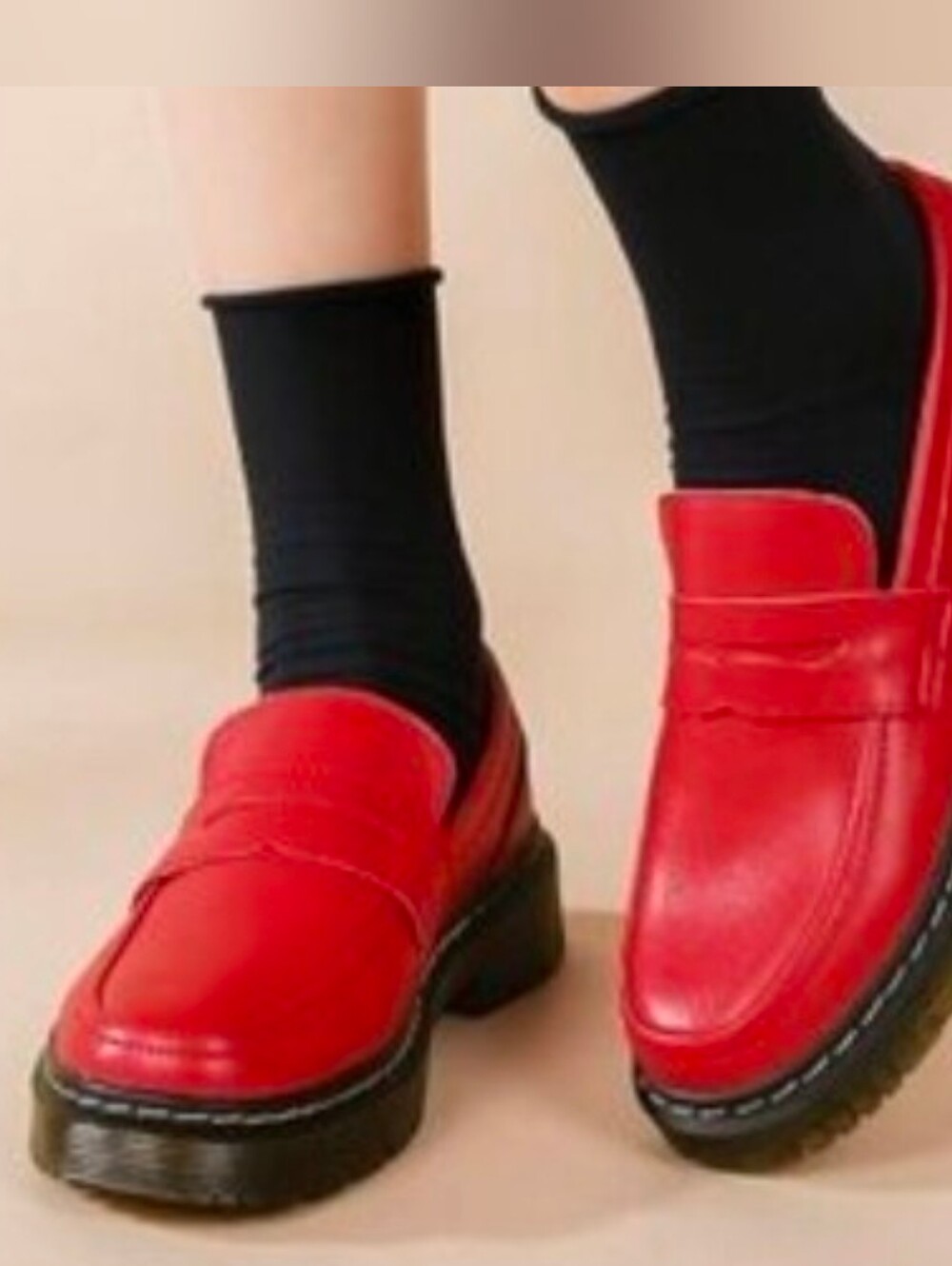 Womens Red Penny Loafers